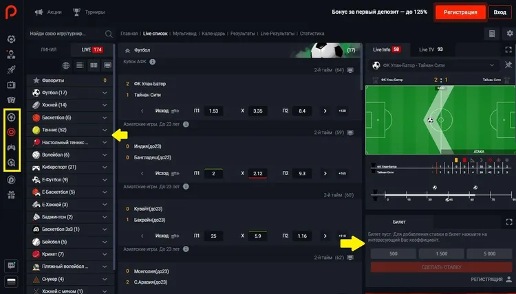 Ставки на спорт Pin-Up Ставки на спорт Pin-Up