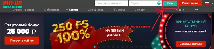 вход в пин ап