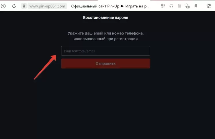 Восстановление пароля в пинап