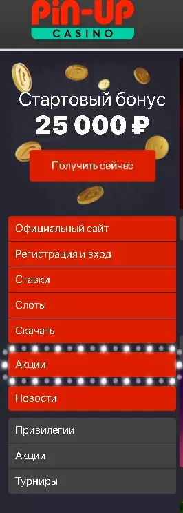Стартовый бонус Pin Up Стартовый бонус Pin Up