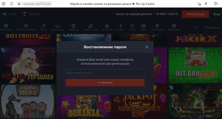 Восстановление пароля в пинап Восстановление пароля в пинап