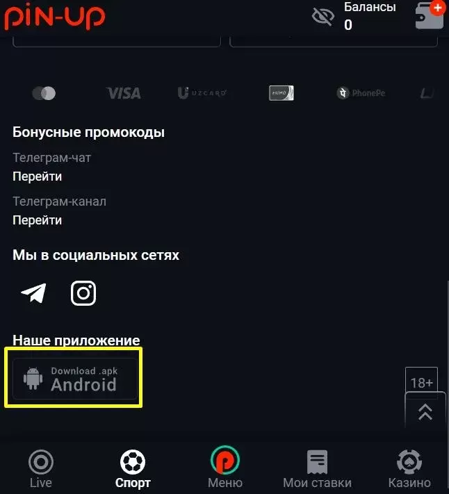 Скачать Пин Ап приложение