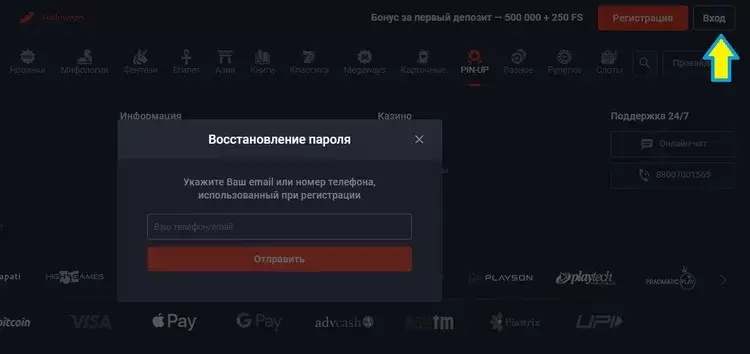 Восстановление пароля в пинап Восстановление пароля в пинап