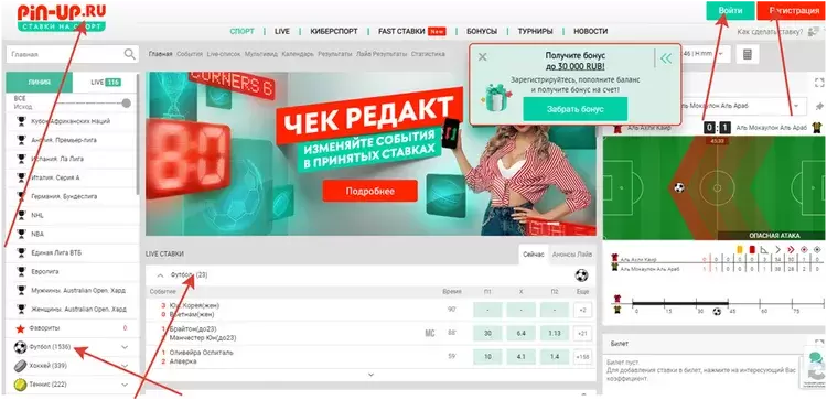 ставки на спорт пин ап