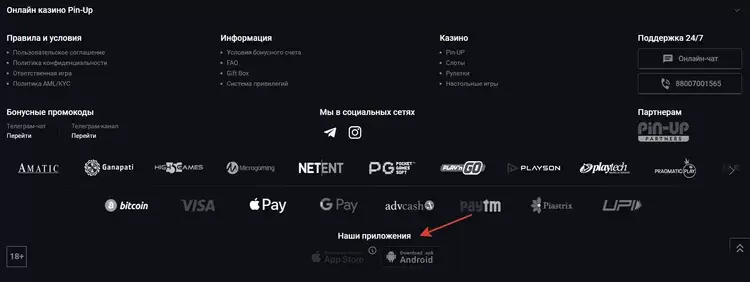 Мобильное приложение пинап