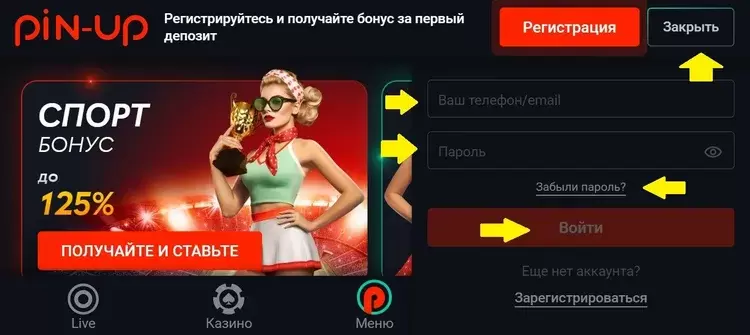 Вход в казино Пинап
