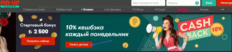 Стартовый бонус Pin Up Стартовый бонус Pin Up