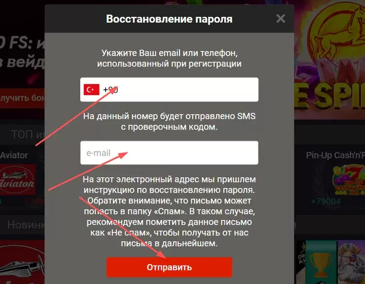 Восстановление пароля в пинап Восстановление пароля в пинап