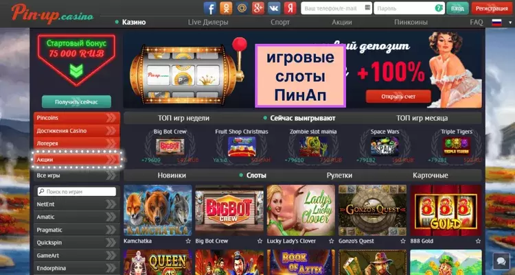 Бонус при регистрации в Pinup